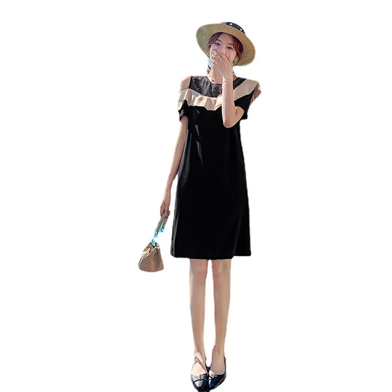 

New dress summer temperament goddess fan Chiffon show thin straight sexy off shoulder dress