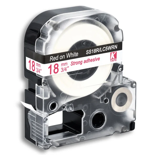 CIDY 18 мм черный на белом SS18KW/LC-5WBN LC 5WBN LC-5WBN9 клейкая лента для kingjim/epson Для LW300 LW400 LW-600P LW-700P - Цвет: red on white