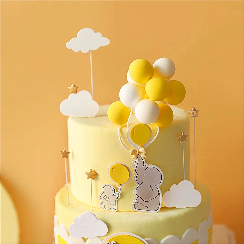 Желтый воздушный шар слон с кроликом топпер для торта детской вечеринки десерт