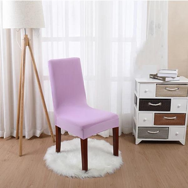 Light Purple Роскошные Однотонные эластичные Чехлы для обеденных стульев из спандекса, чехлы для гостиной, дома, вечерние, свадебные, декоративные чехлы для стульев - Цвет: Light Purple