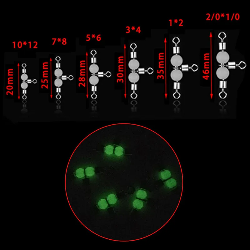 10 _ рыболовные крючки для морской рыбалки 3 сторонние светящиеся Вертлюги