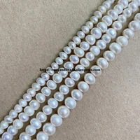 a quality genuine natural white fresh water pearl rondelle shape loose beads 15 5 6 7 8 9 mm pick size for jewelry making diy