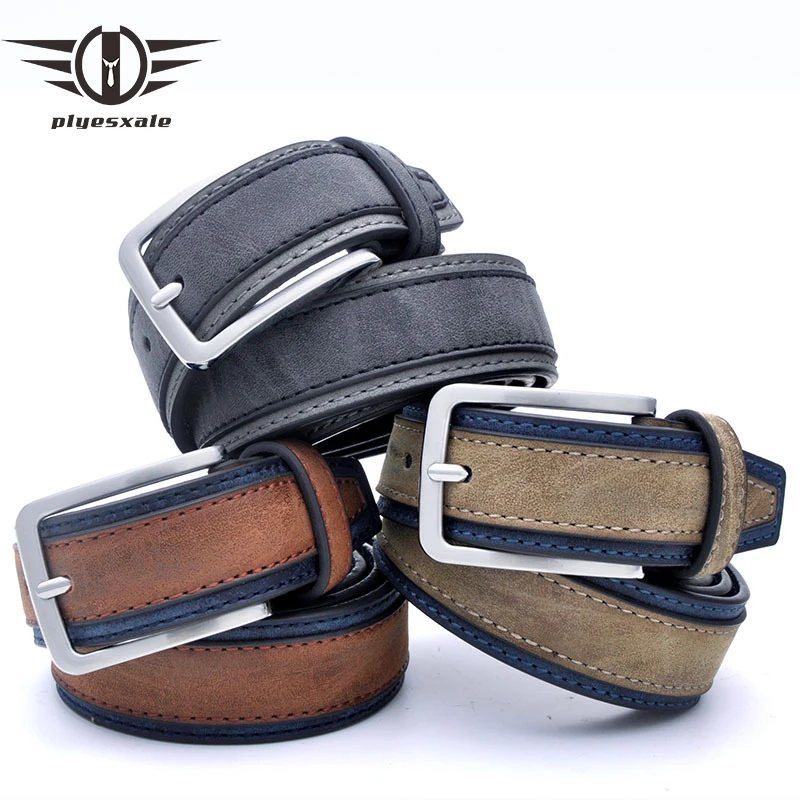 

Fashion Patchwork Men Belts Luxury Designer New Trendy Pu Split Leather Belt For Men Pin Buckle Casual Jeans Strap Male G501