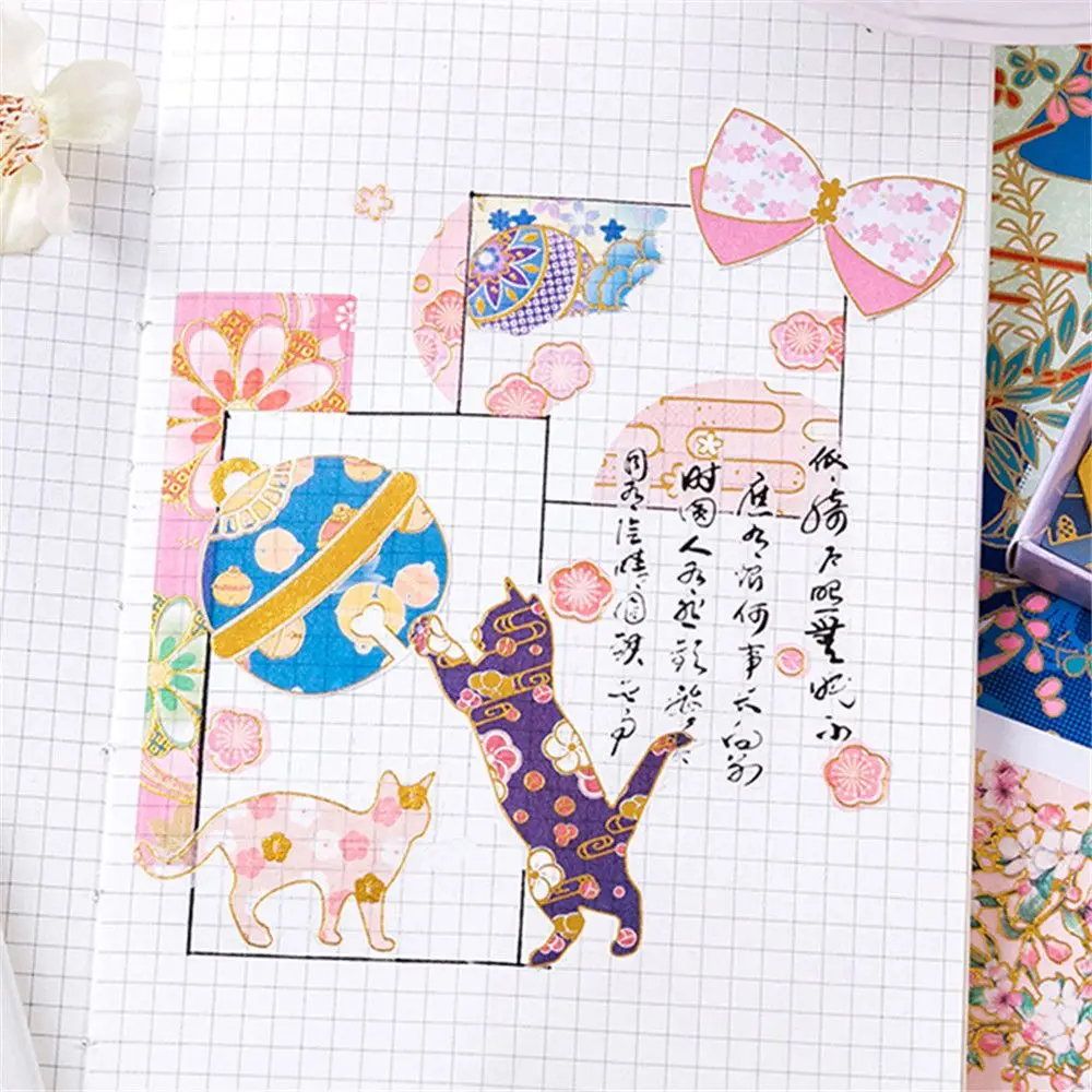 

45pcs Chinese Style Gold Foil Stickers Kawaii DIY Scrapbooking Notebook Journal Decoration Self Adhesive Gift Tags Sealing Label