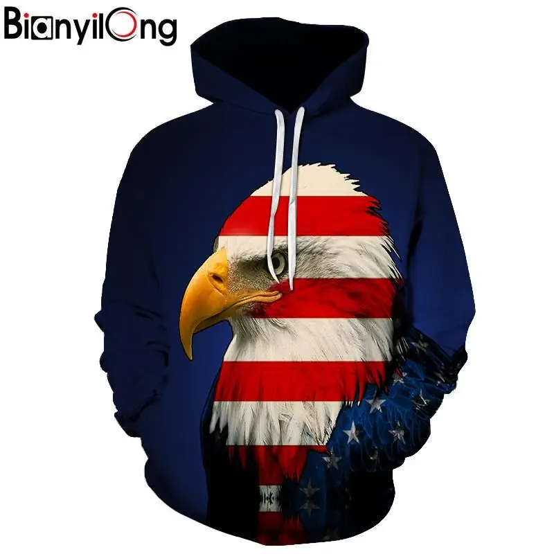 Толстовка с капюшоном в виде флага животного Орла для женщин/мужчин пальто 3D