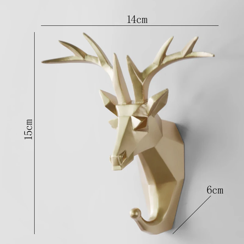 

Nordic Creative Animal Shape Hanging Wall Coat Hook Punch-free Deer Head Key Hanger Resin Storage Hook Home Wall Decoration
