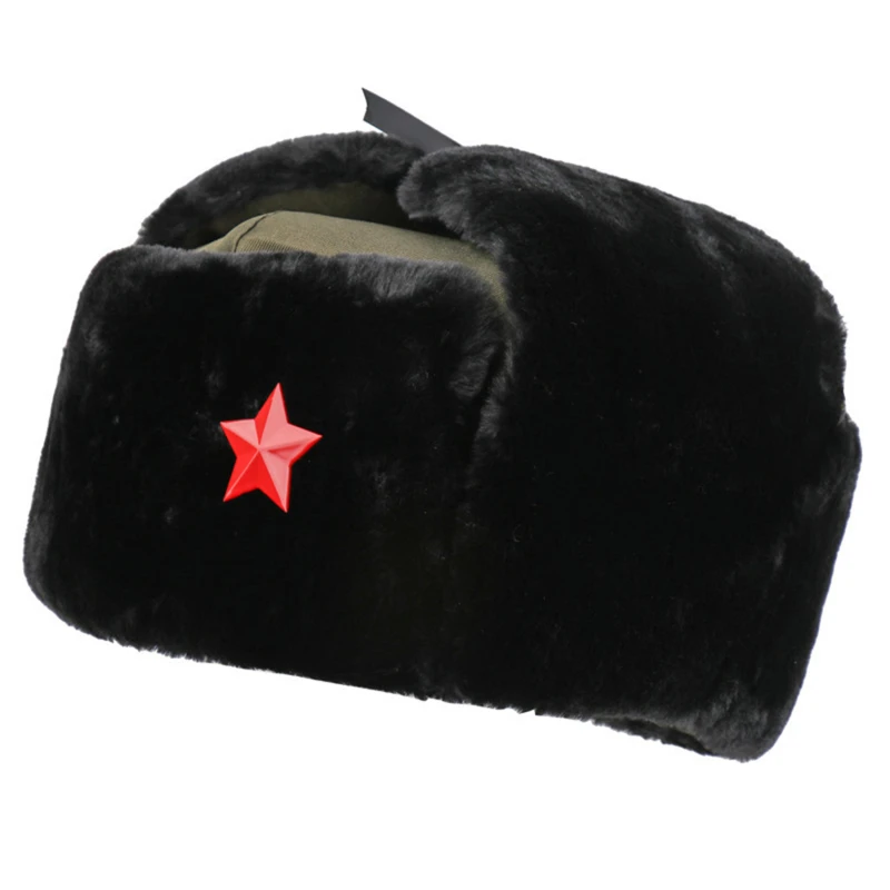 

Soviet Badge Lei Feng Hat Windproof And Waterproof Men's And Women's Outdoor Hat Thickened Ear Protection Russian Warm Hat