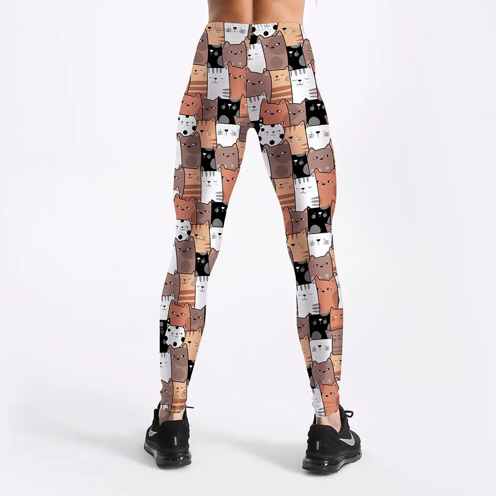 

Fitness Sport Sexy Spandex Cute Elasticity Workout Gym Printed Leggings Women Cartoon Funny Comic Cat Leggins Push Up Yoga Pants