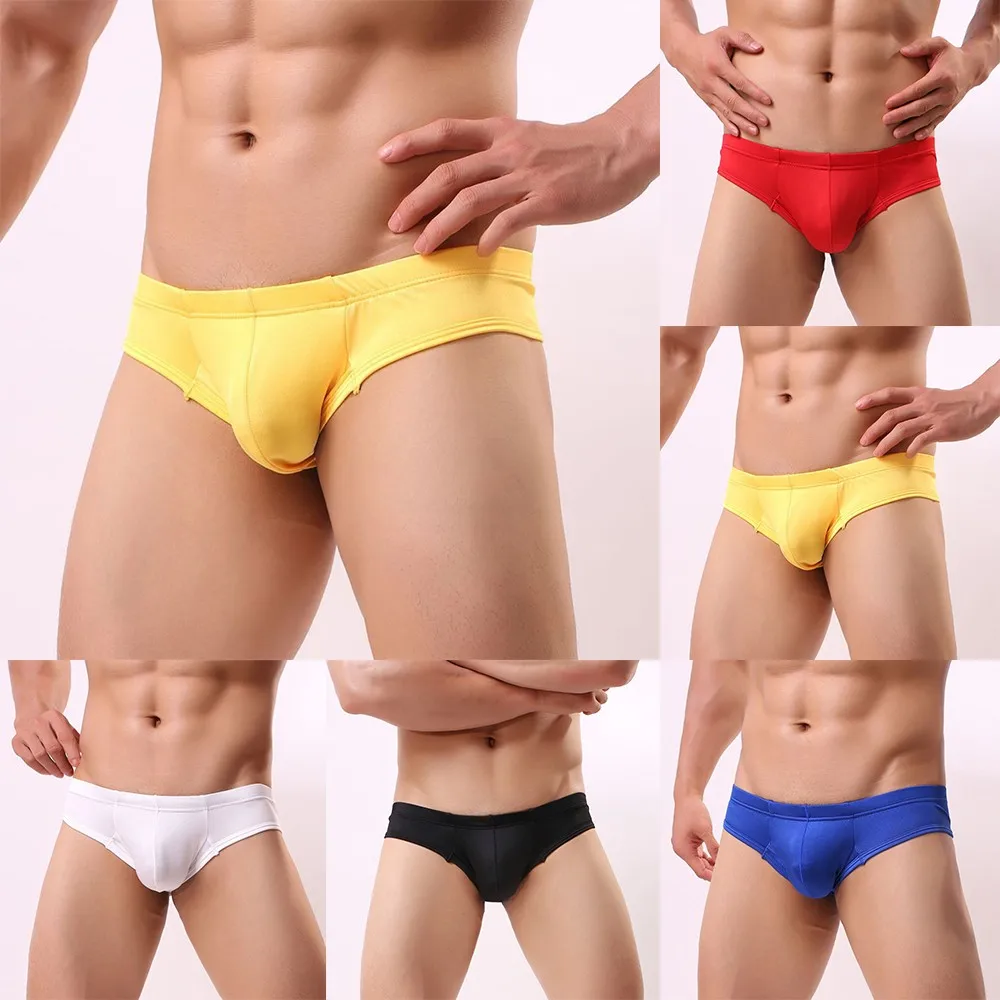 

Fashion Sexy Men Underwear Low Rise Bikini Brief Convex Pouch Underpant Solid Color Tight-Fitting Breathless Erotic T-Back Pant