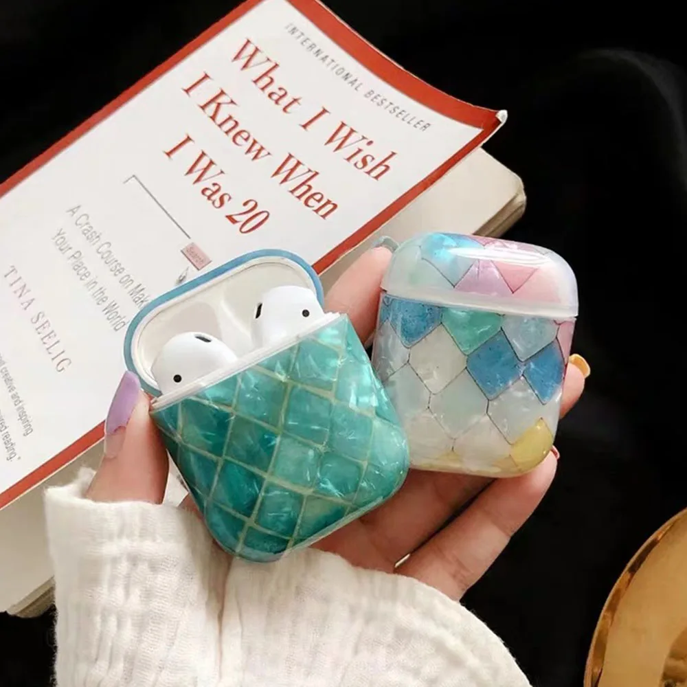 

Shell Texture Cute Earphone Case For AirPods 2 1 Pro Soft Cases Colorful Marble Protective Cover for AirPods Pro Charging Box