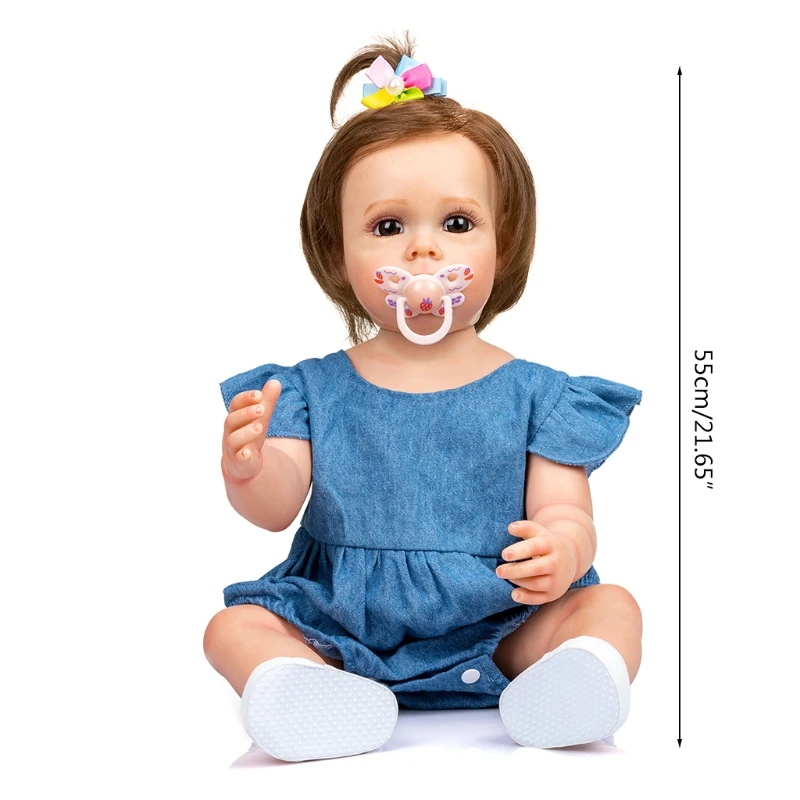 

Реалистичная интерактивная игрушка Reborn 21 дюйм, силиконовая кукла-Имитация всего тела, которая выглядит реально с корнями волос