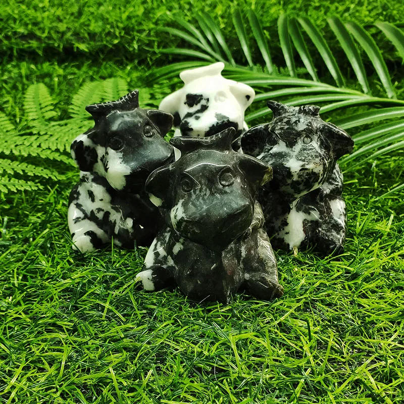 Высококачественная черно-белая резьба из натурального кристалла ручная работа