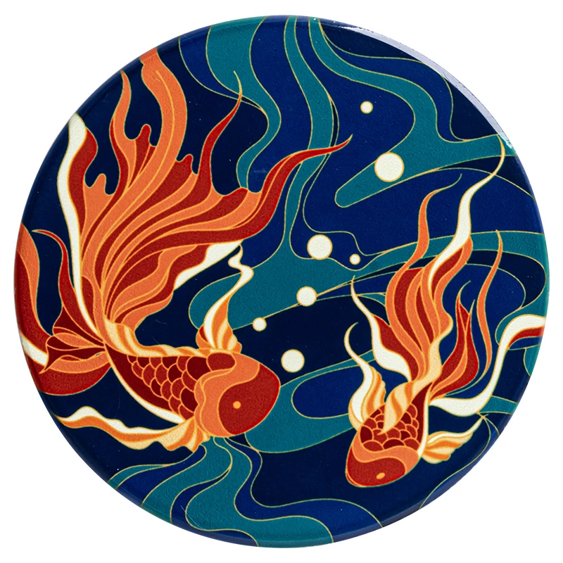 Chinese Style Kungfu Black Green Tea Cup Coaster Round Ceramic Teacup Tray Glass Table Insulation Hot Pad Teahouse Decor Gift | Дом и сад