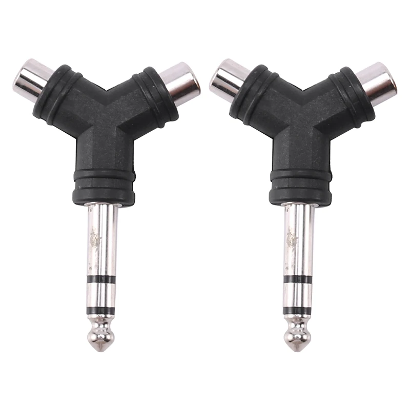 

2x аудио сплиттер 1 стерео 6,35 мм 1/4 дюйма штекер на 2 RCA гнездовой адаптер Y