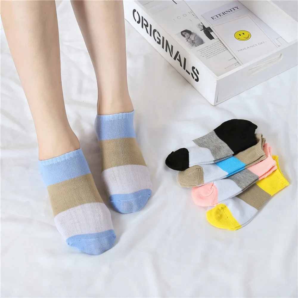 Kawaii/1 пара носков женские короткие носки-башмачки с рисунком улыбки для девочек модные женские летние новые Короткие повседневные носки в полоску