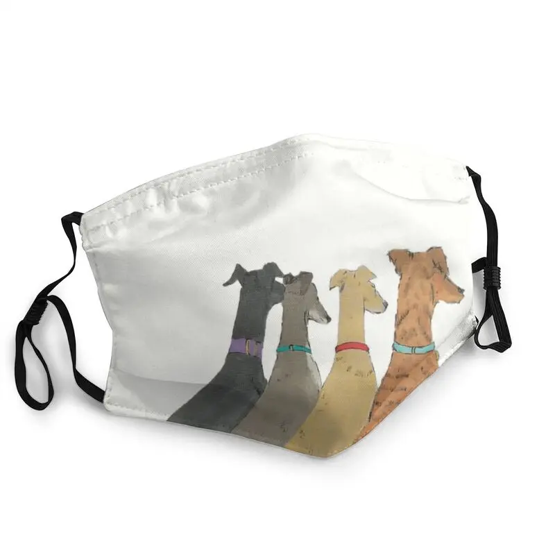 

Washable Waiting Greyhounds Dog Mouth Mask Greyhound Whippet Sighthound Anti Dust Protection Cover Mask Respirator Mouth Muffle