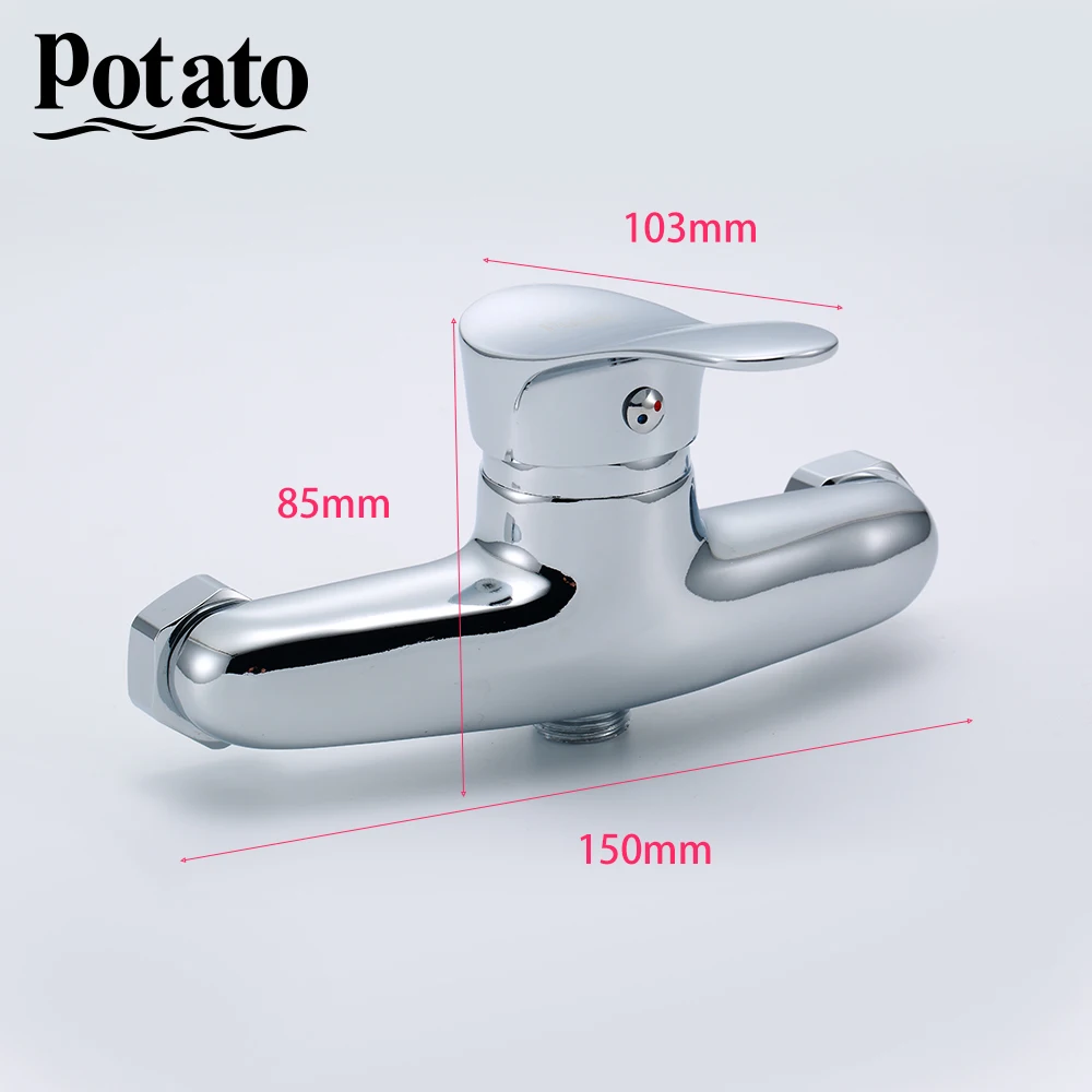 potato economic type cheap bathroom faucet with handheld wall mounted hot and cold water bathroom mixer bath shower tap p21214 free global shipping