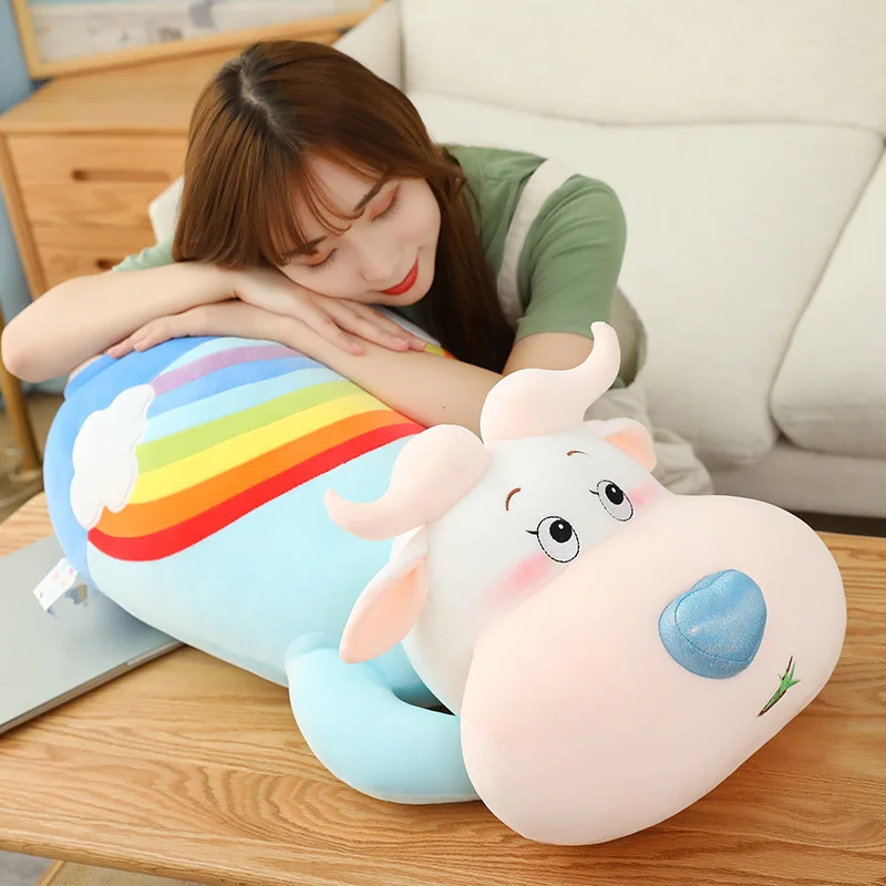 Мягкая Лежащая Радужная корова пчела плюшевая игрушка подушка подарок для