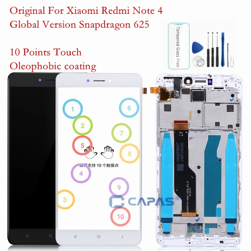 Экран для Xiaomi Redmi Note 4 ЖК-дисплей с рамкой сенсорной панели Snapdragon 625 Note 4 Global 4GB 64GB Запчасти для ЖК-дигитайзера
