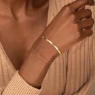 Плоский Змеиный браслет из нержавеющей стали, браслет-цепочка для женщин, цепочка в елочку на руку, аксессуары, ювелирные изделия 2021, подарок Kpop