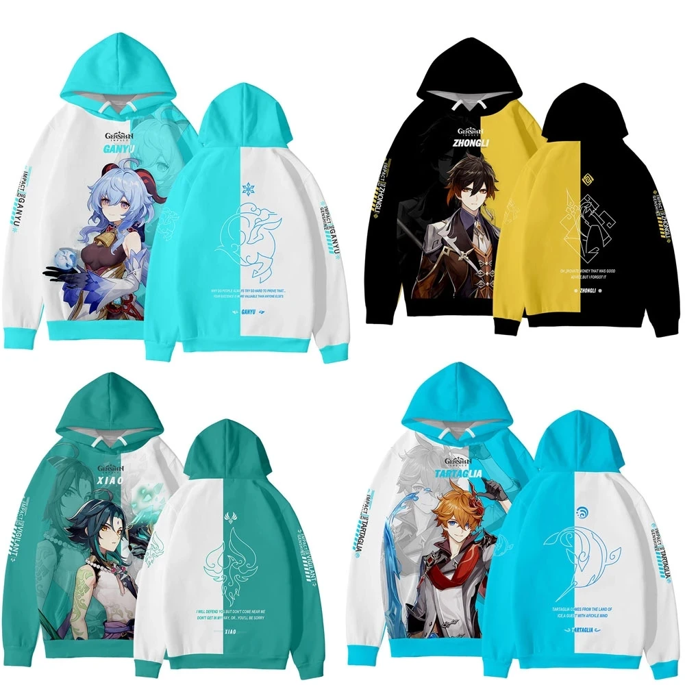 

Популярная игра Genshin ударный 3D принт модная Толстовка свитшоты пуловер унисекс Harajuku спортивный костюм