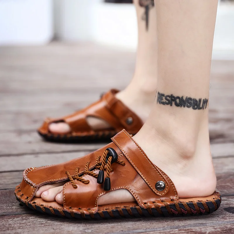 

Sandals-men Sandalias Cuero Hombre Sandale Homme Sandalen Heren Cuir V Ritable Sandals Men Leather Genuine Transpirables