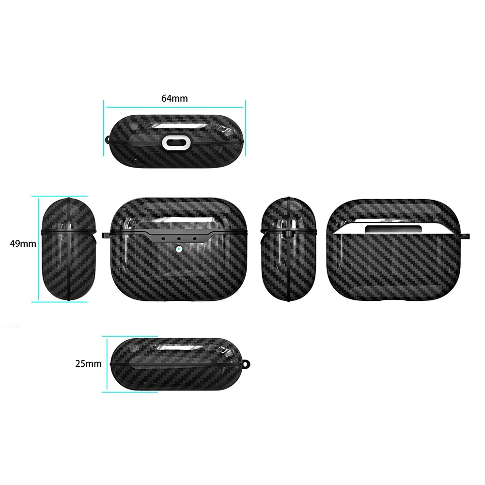 

Carbon Fiber Texture Bluetooth Earphone Protective Case Cover For AirPods Pro Earphones Accessory Fashion Exquisite Earphone Box