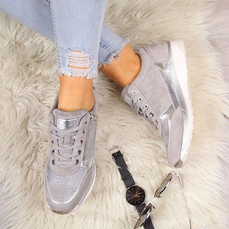 

New Women Casual Shoes Fashion Wedge Flat Shoes Zipper Lace Up Comfortable Ladies Sneakers Vulcanized Shoes Summer