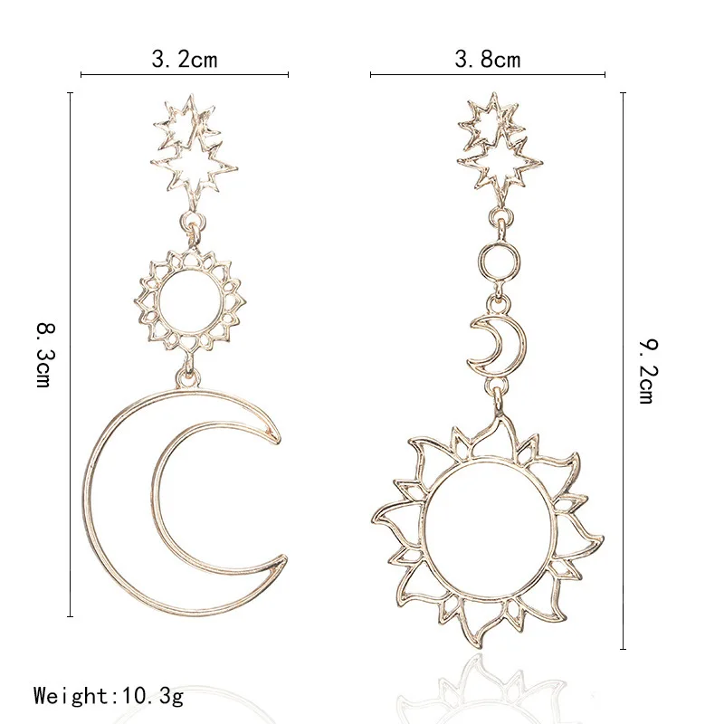 

Korean Version Of 2021 Fashion New Earrings Simple Sun God Moon God Asymmetric Exaggerated Earrings Ladies Jewelry