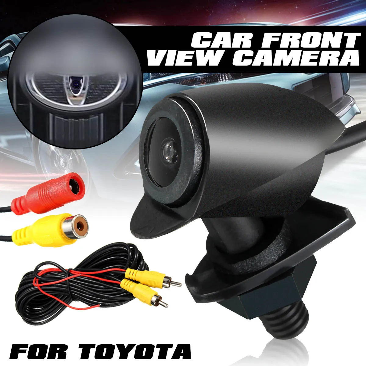 170° Wide Degree Logo Embedded For Toyota Night Vision CCD Car Front Real View Camera Lens Waterproof