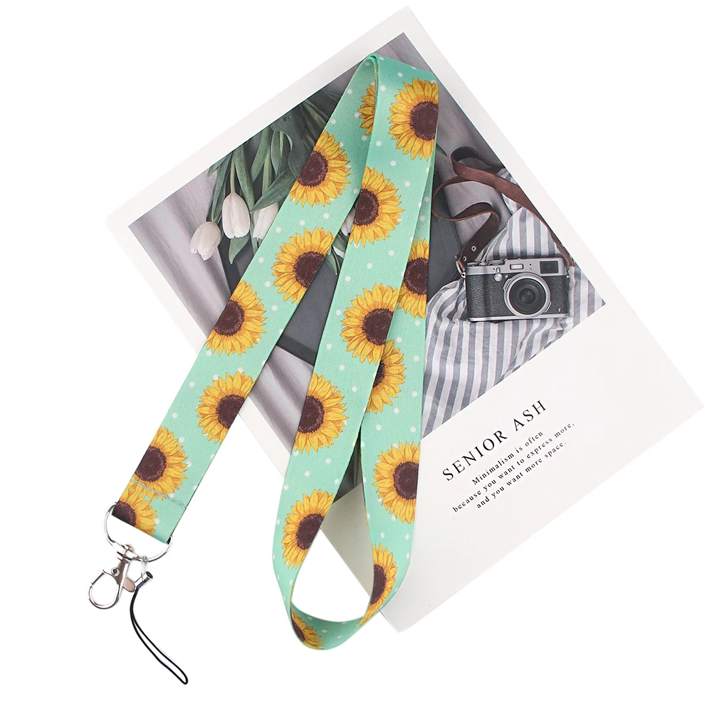 20pcslot bh1433 blinghero flower sunflower daisy rose lanyard keychain lanyard for key badges phone neck strap accessory free global shipping