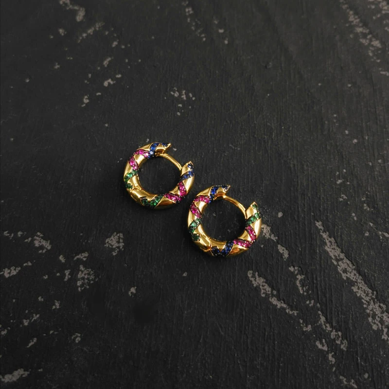 

Hot S925 Silver Ear Studs Fashion Charm Copy 1:1 Multicolor Earrings With Geometric Shapes Women Luxury Brand Monaco Jewelry