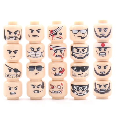 Блокирующие лицо головы поврежденные эмоциональные Военные солдаты фигурки