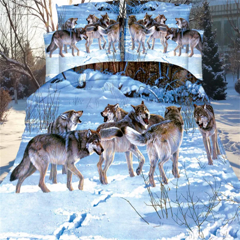 Комплект постельного белья с изображением тигра волка Льва кота|Комплекты белья|