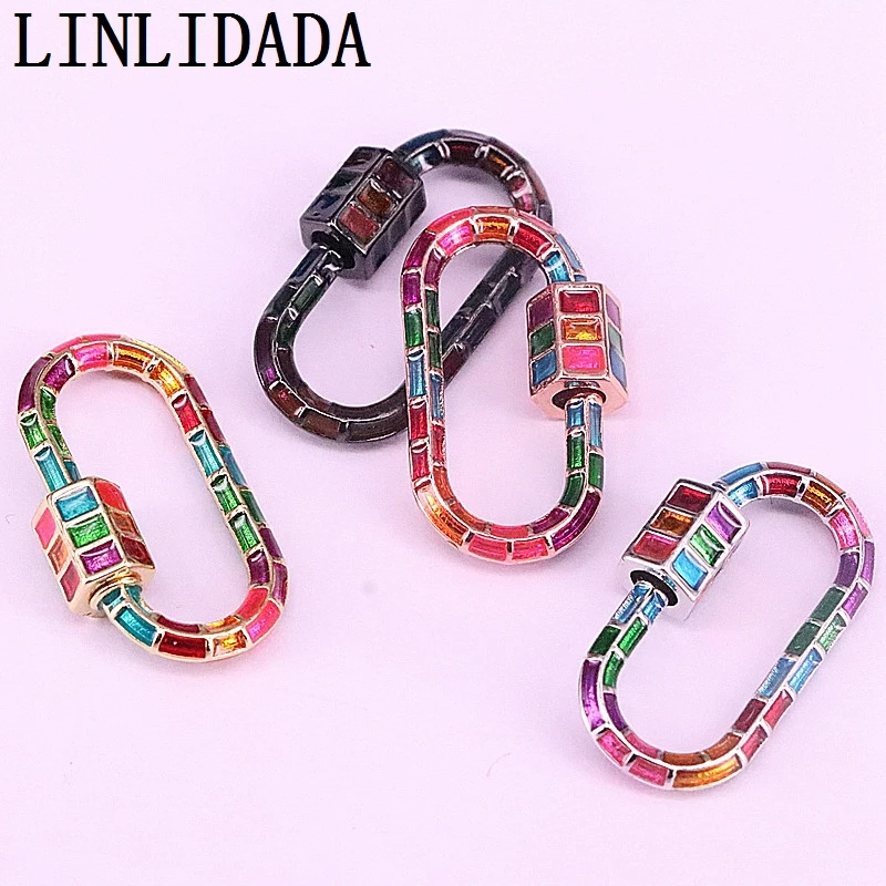 

6 шт., замочки с эмалью, цвета розового золота, 15 х26 мм