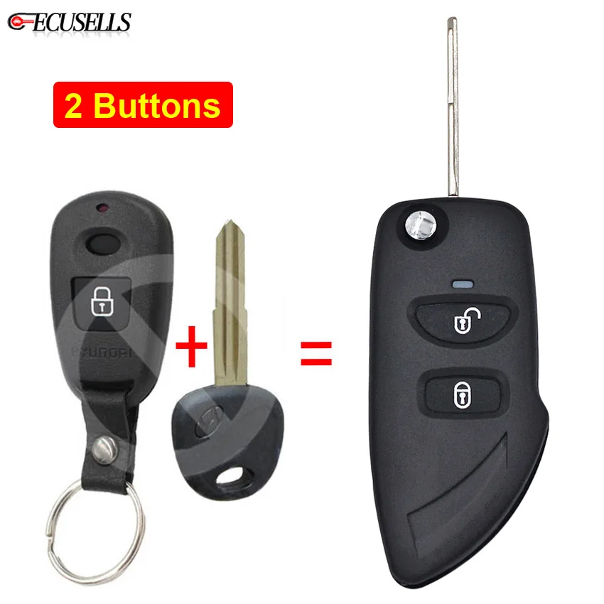 2 Button New Replacement Folding Flip Remote Key Shell Case Smart Car Housing Cover Fob with Uncut Blade For Hyundai Elantra | Автомобили