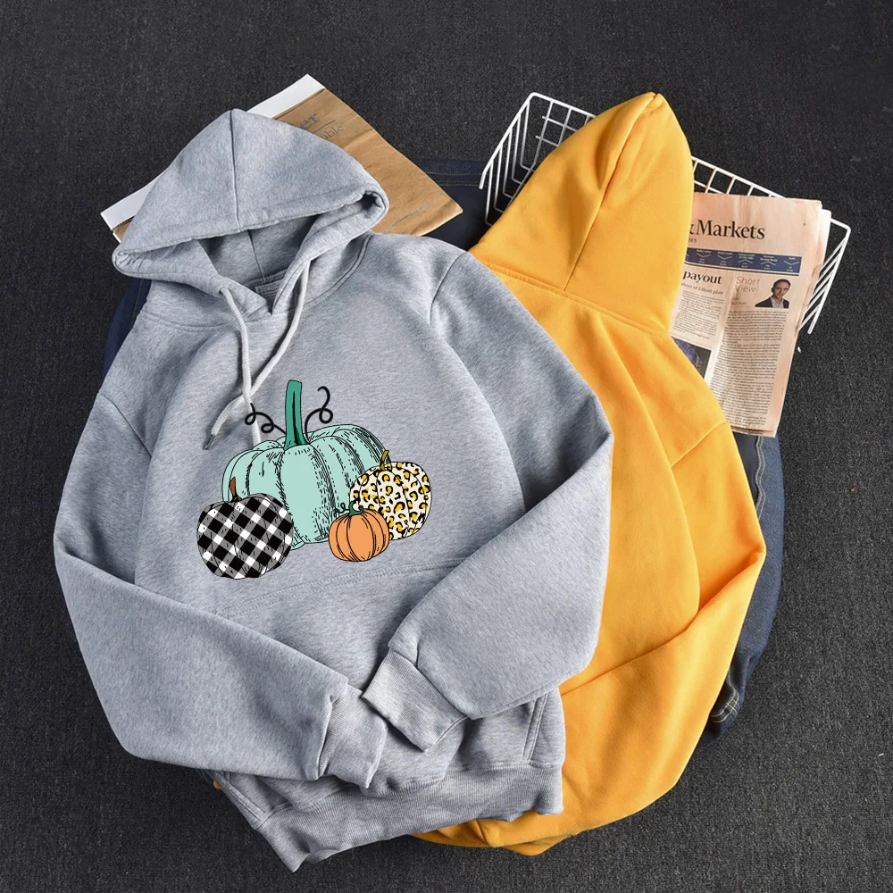

Women Hoodies 2020 Loose Autumn Hooded Oversize Fruits Printed Pocket Drawstring Sweatshirts Female Winter Cold Clothing