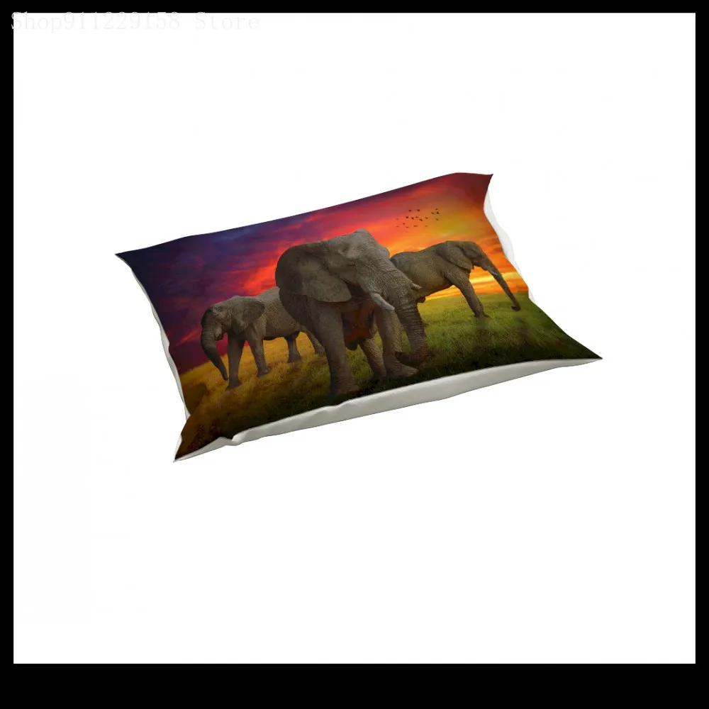 

Elephant PatternDown Cover cover , Dusk Pattern Bed Cover Quilt Cover Single And Double Complete 2/3 Bedding 3pcs