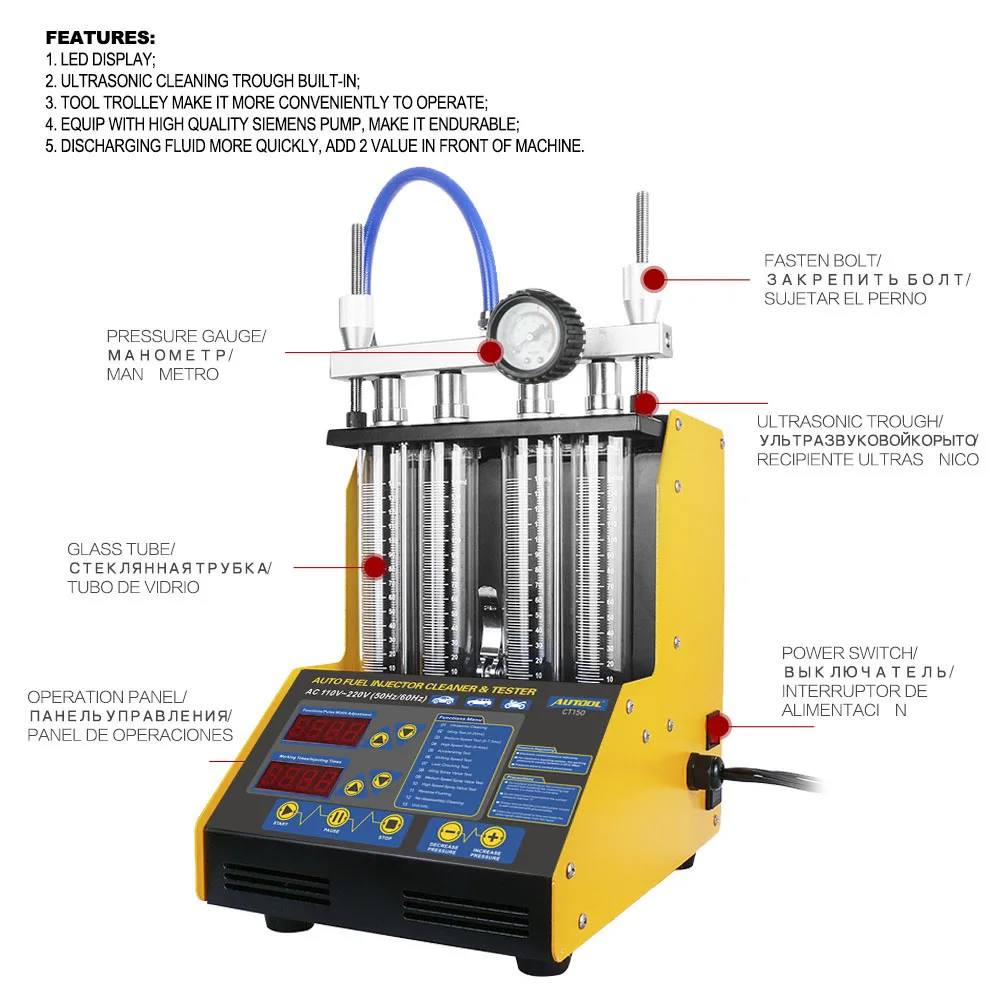 MR CARTOOL CT150 автомобильный топливный инжектор чистая машина тестеры 2 в 1 инжекторы
