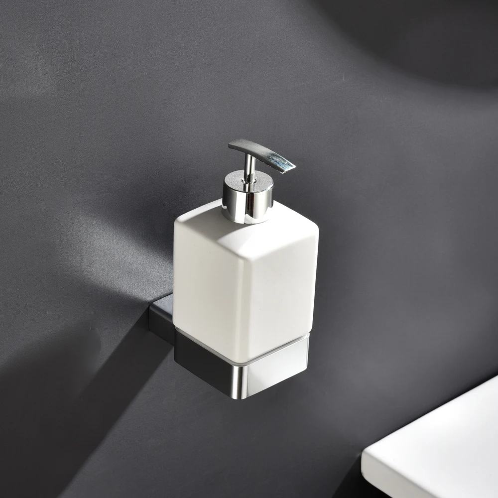 Aluminum Bathroom Accessories Liquid  Soap Dispensers Wall Mounted Lotion Holder Hand Shampoo Ceramic Bottle For Hotel Kitchen