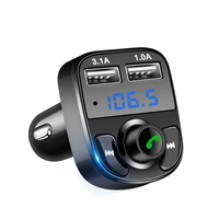 dual usb car fm transmitter aux modulator bluetooth car kit car audio mp3 player with 3 1a quick charge car charger