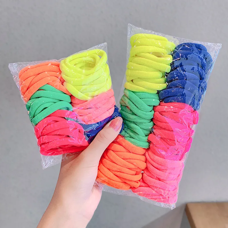

25/50/100PCS 4.5/4/2.5CM Hair Scrunchy For Women Hair Bands Elastic Seamless Link Rope Soft Colorful Rubber Band Hairwear
