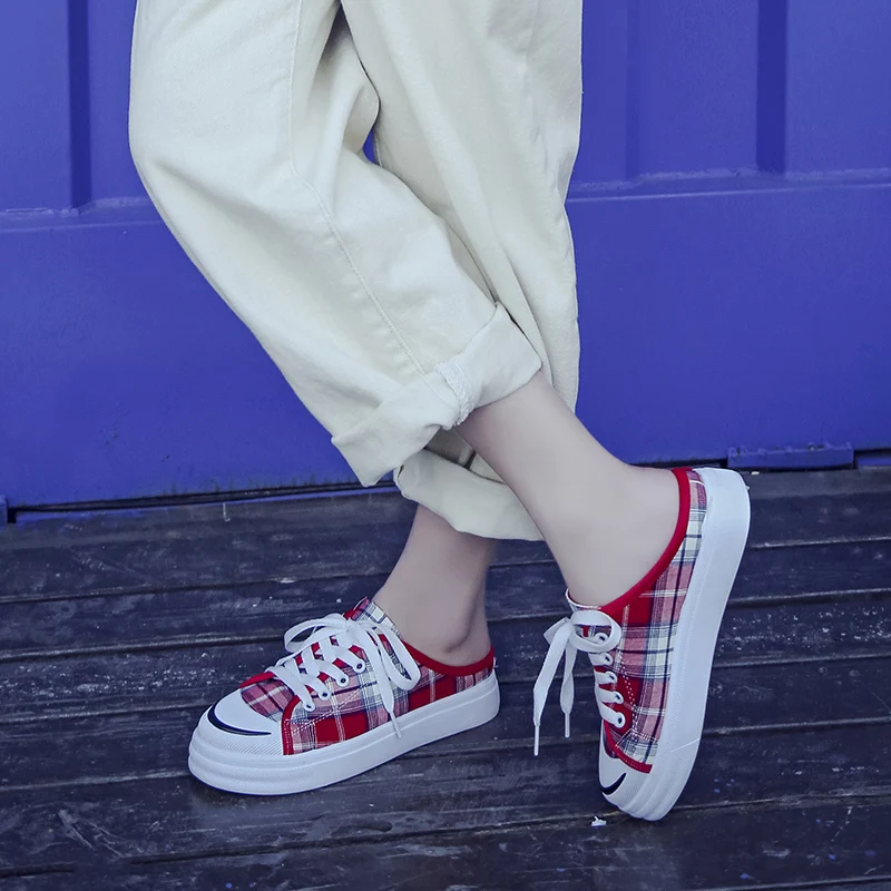 

2020 Women Vulcanize Shoes Classic Casual Canvas Shoes Female Summer Lace-up Flat Trainers Fashion Shoes Sneakers Women U12-61