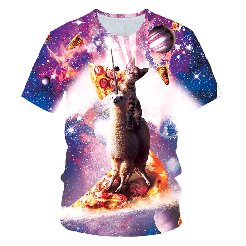 

Summer New Galaxy Space 3d T-shirt Cute Kitty Cat Funny Top T-shirt Short Sleeve Summer Shirt 3d Printing Women Men's Clothing