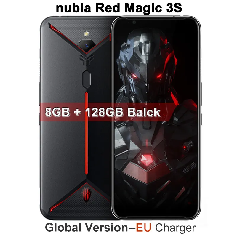 8G 128G Black EU Глобальная версия оригинального мобильного телефона zte nubia Red Magic 3S 8G 128G 6,6" 90Hz Snapdragon 855 Plus 48MP+ 16MP 5000mAh Fastcharge - Color: 8G 128G Black EU