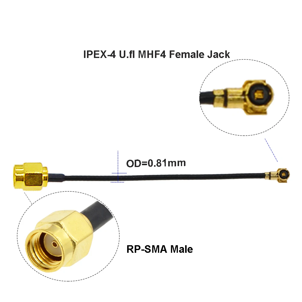 1 шт./лот IPX MHF4 кабель IPEX-4 Женский к RP-SMA / SMA Мужская WIFI антенна Pigtail Jumper RG0.81MM