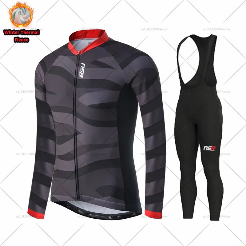 

2021 Korea NSR Winter Thermal Fleece Cycling Jersey Set riding SportsWear MTB Bike Clothes ropa Ciclismo warm Cycling Clothing