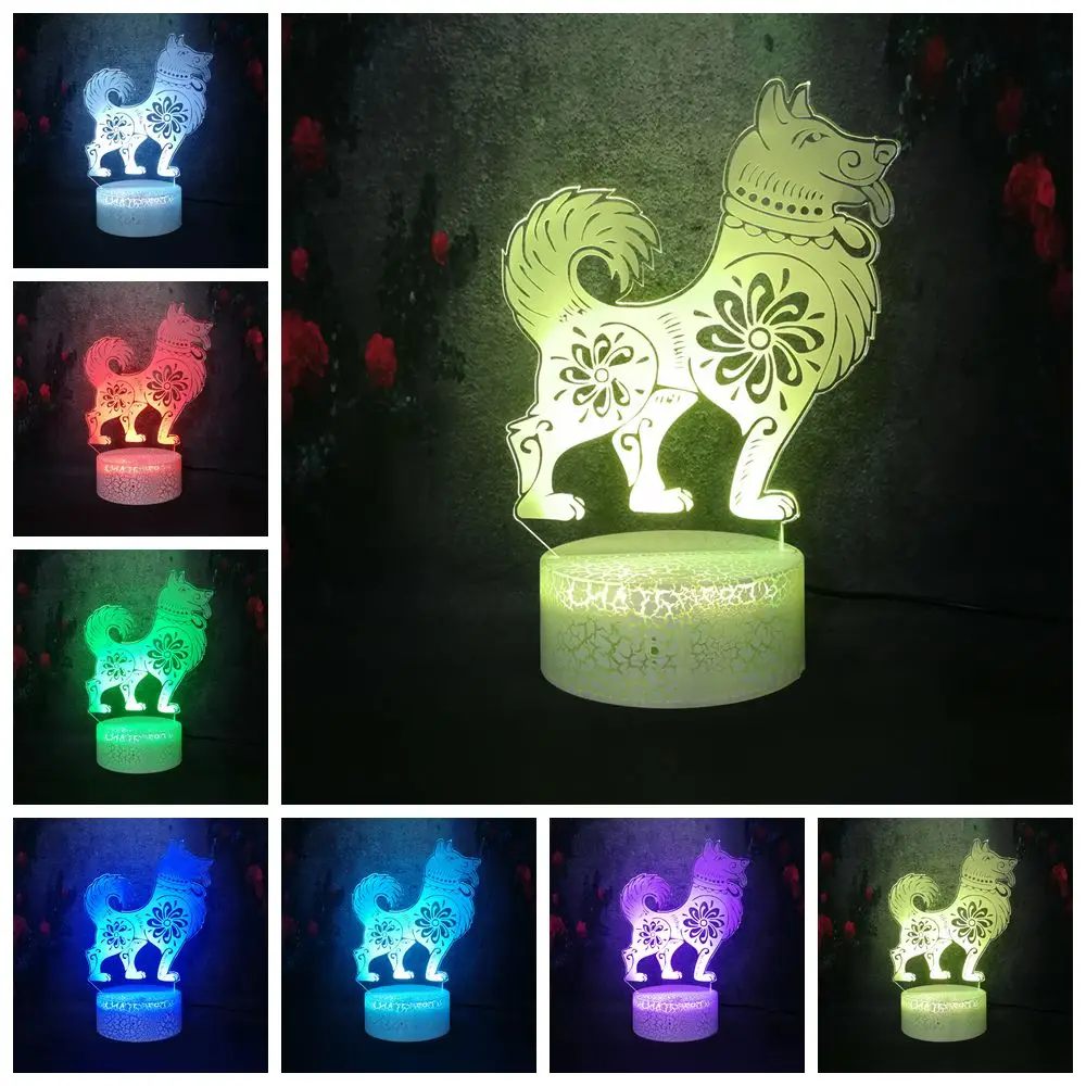 Lampara de с красным светодиодом RGB 7 цветов Изменение вспышки 3D акриловый рисунок