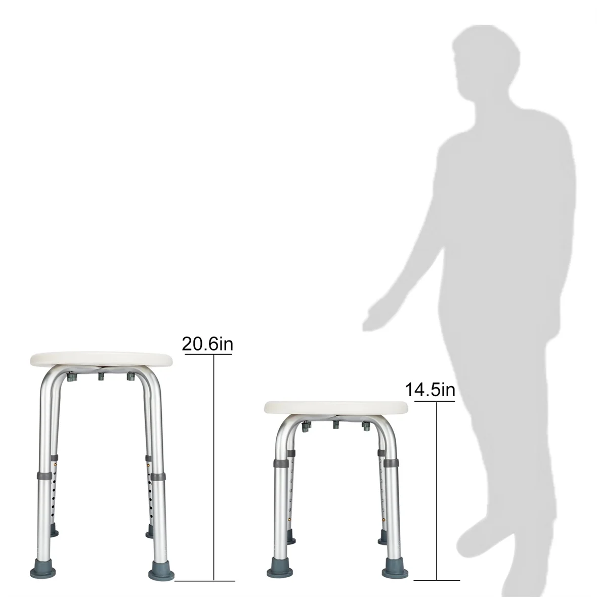 

High Quality Aluminum Alloy Elderly Bath Chair Round Stool with Sucker Armrest Reduce Slip Risk