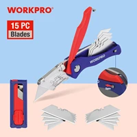 workpro folding knife with 15 blades heavy duty stainless steel utility knife electrician cutter outdoor hand tools